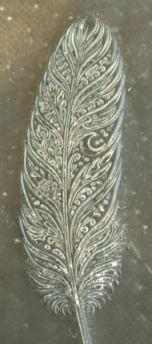 The 75 mm SLA-printed feather used as the reference object