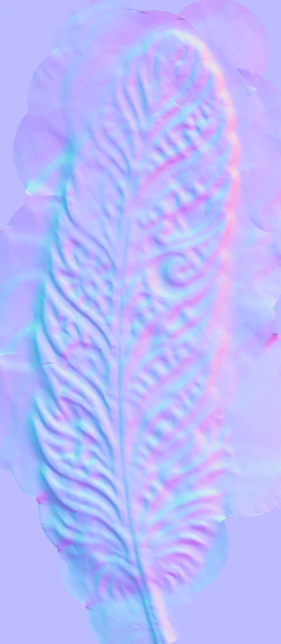 Feather normal map reconstructed with the specular sensor